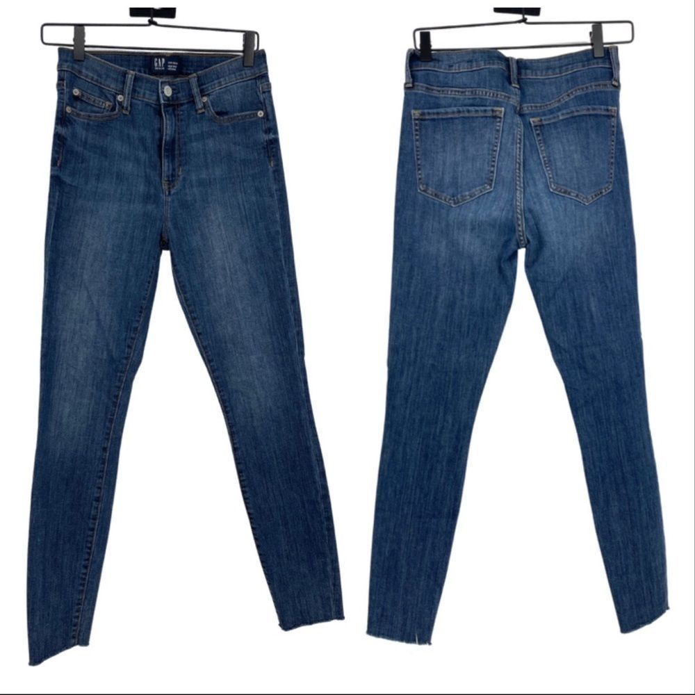 GAP blue raw hem high rise jeggings